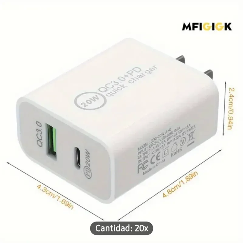 Piña de carga USB y tipo C