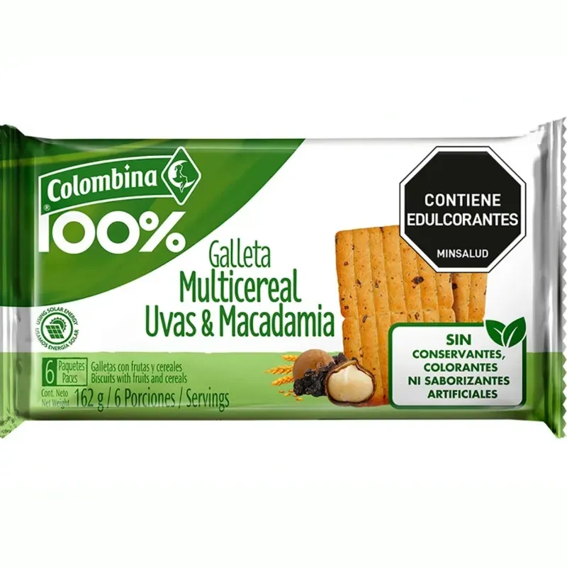 GALLETA MULTICEREAL UVAS Y MACADAMIA