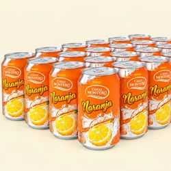 Caja de refresco de lata naranja 