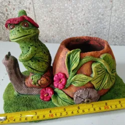 Rana con carreta calabaza (maceta)
