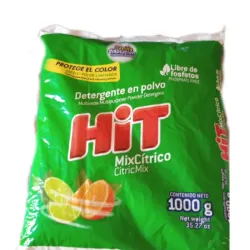 Detergente 1 kg Marca HIT  con suavizante (aroma limón)   