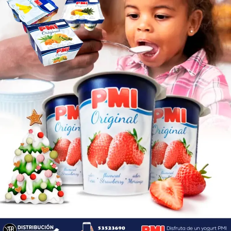 Yogurt sabor a fresa PMI caja de 24 uds x 120g 