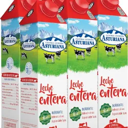 Caja de Leche entera  Asturiana evaporada sabor Lt natural por blister de6 uds (cada litro rinde hasta 5 lts)