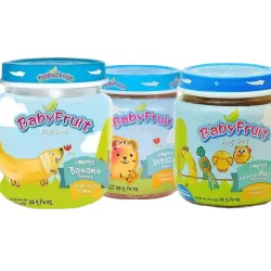 Compotas BabyFruits 113g sabores platanito ,mixta, melocotón