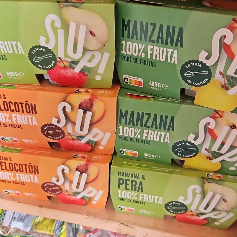 Compotas SUP 113g sabores,manzana melocotón  Pera melocotón 