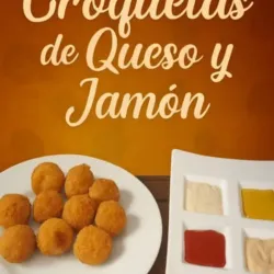  croquetas con jamón y queso con 4 salsas al estilo El Carmen