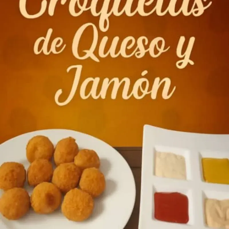 croquetas con jamón y queso con 4 salsas al estilo El Carmen