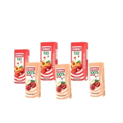 Jugos Néctar DINOS   blíster de 6 x 200ml Sabores manzana y melocotón 