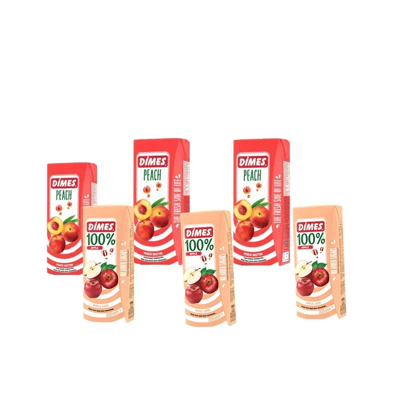 Jugos Néctar DINOS   blíster de 6 x 200ml Sabores manzana y melocotón 