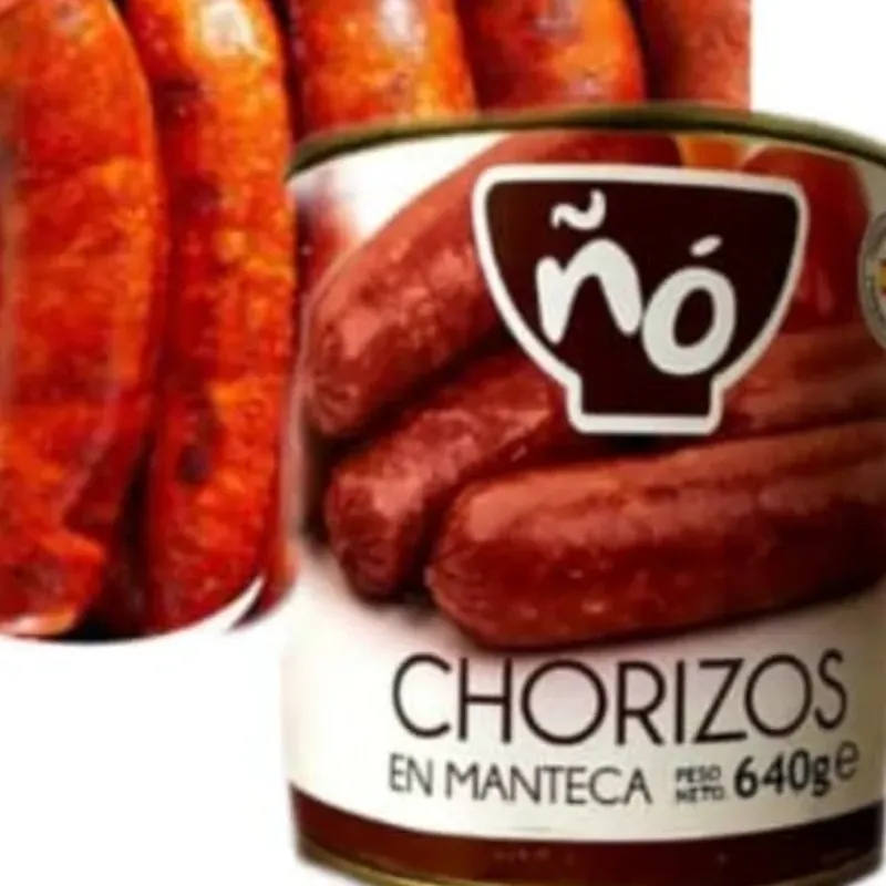 Lata de chorizos Español en manteca 640g Marca ÑO