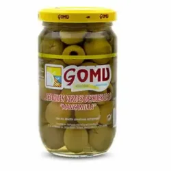 Pomos aceituna verde sin hueso marca GOMU 