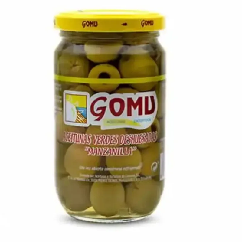Pomos aceituna verde sin hueso marca GOMU 
