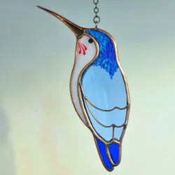 Colibrí azul de alas cerradas 