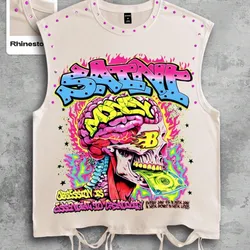 Camiseta para hombre con diseño de calavera de strass