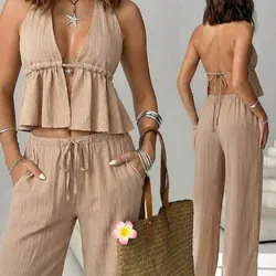 Conjunto pantalón ancho y blusa
