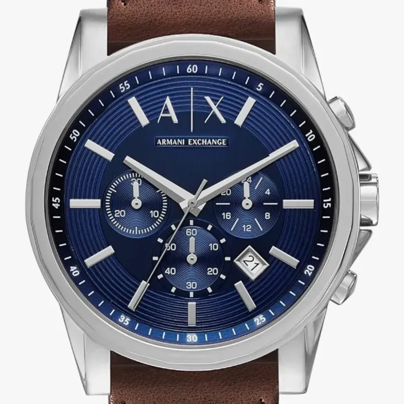 Armani Exchange 44 mm whatch men. Leather strap. Pulsera de cuero genuino