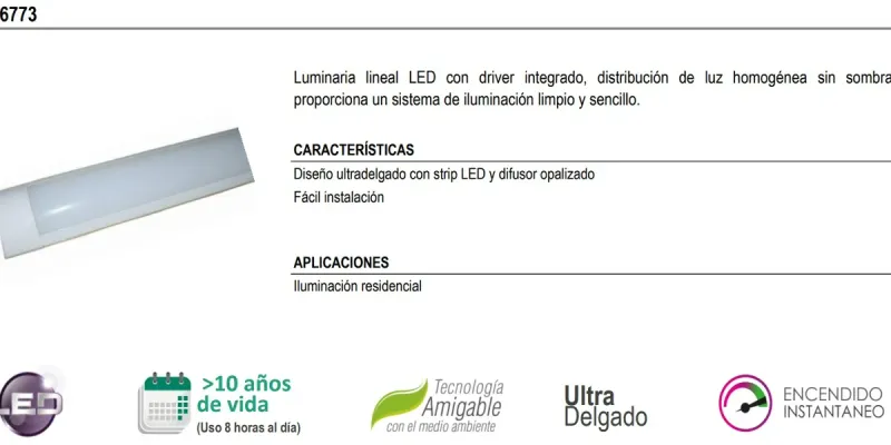 026-Luminaria Lineal LED_marca Sylvania_ 16W_1200 lm_ 6000 K_ 85-265V_30000 h