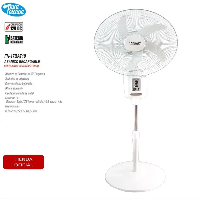 Ventilador SANKEY Recargable 16"