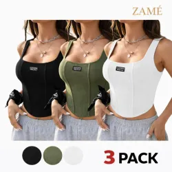 Blusas Ajustadas Ribbed (Set de 3 Colores)