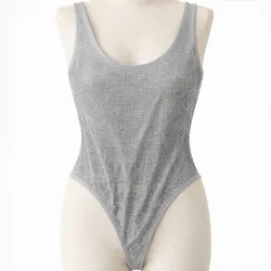 Body Gris con Brillos Corte Alto