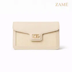 Cartera Crema Elegante con Hebilla Minimalista