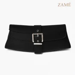 Cartera Negra Elegante con Hebilla Metálica