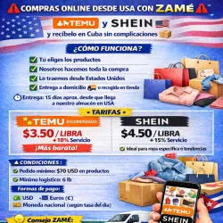 Compras Online USA → Cuba | Temu & Shein | Desde $3.50/lb