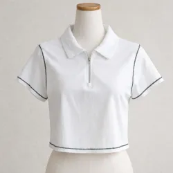 Pullover Polo Zip Blanco – Corte Medio Premium
