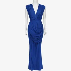 Vestido Largo Azul Drapeado 🔥