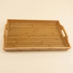 Bandeja de bambú con asas