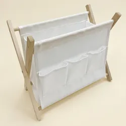 Cesta plegable de madera y tela