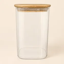 Recipiente de Cristal con Tapa de Madera