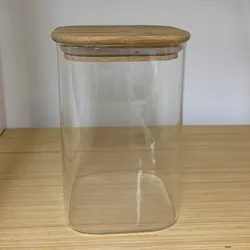 Recipiente de Cristal con Tapa de Madera