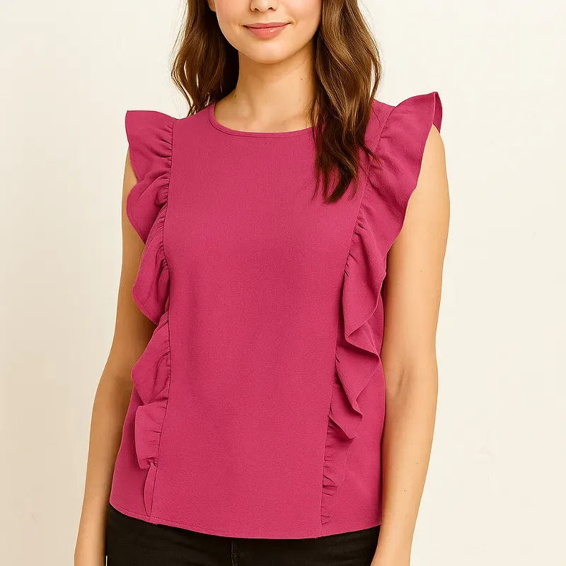 Blusa rosada de vuelos 