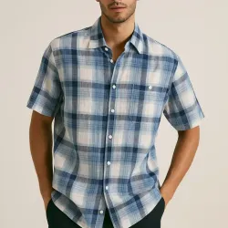 Camisa azul de cuadros 