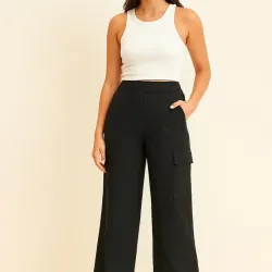 Pantalon negro elastizado cuatro puertas 