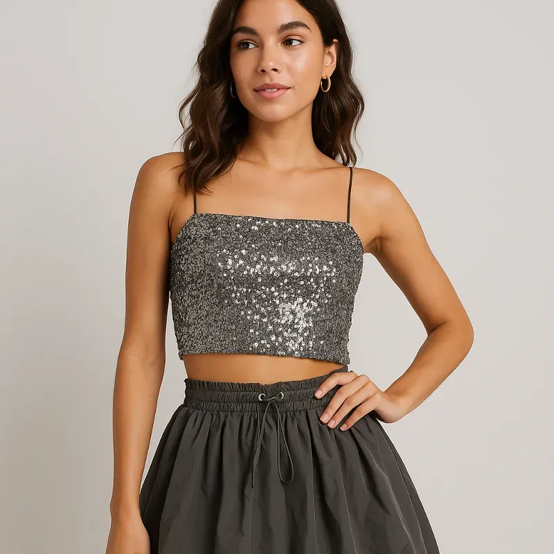 Top negro de brillo H&M 