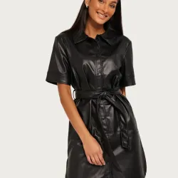 Vestido de piel negro H&M 